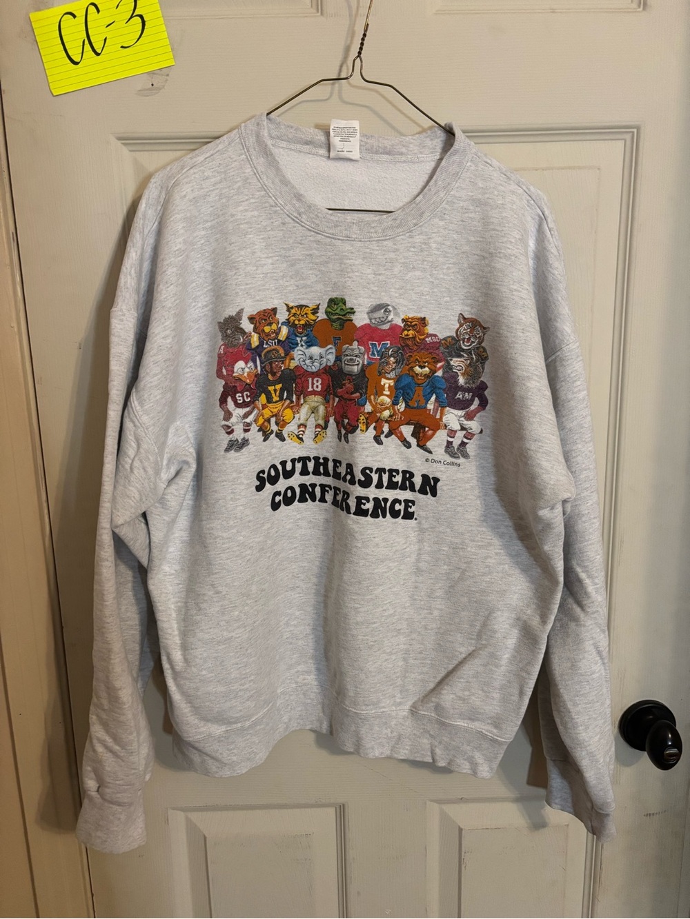 Hanes Light Gray Crewneck Sweatshirt with Colorful Mascot Graphic